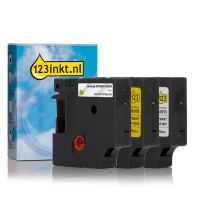 Pack Dymo D1 paquete múltiple de cinta de 9 mm (marca 123tinta) S0720670C S0720680C S0720730C 089229