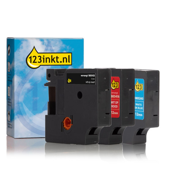 Pack Dymo IND Rhino cinta de vinilo  de 12 mm (maca 123tinta) 1805243C 1805416C 1805435C 089233 - 1