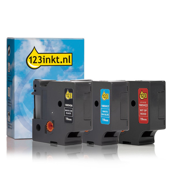 Pack Dymo IND Rhino cinta de vinilo de 19 mm (marca 123tinta) 1805417C 1805422C 1805436C 089237 - 1