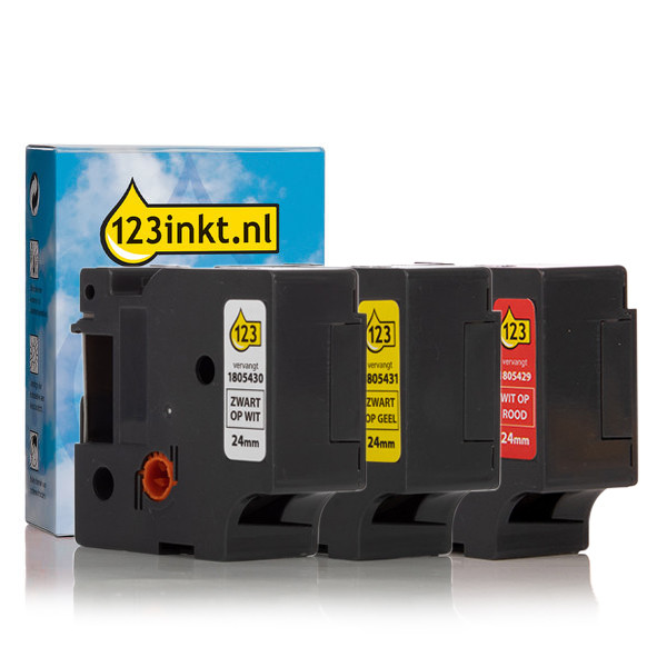 Pack Dymo IND Rhino cinta de vinilo de 24 mm (marca 123tinta) 1805429C 1805430C 1805431C 089240 - 1
