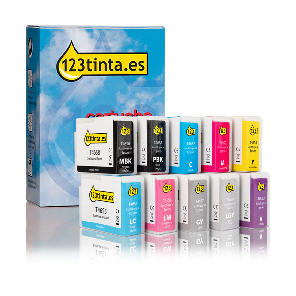 Pack Epson: T46S serie 2 negros + 8 colores (marca 123tinta)  160223 - 1
