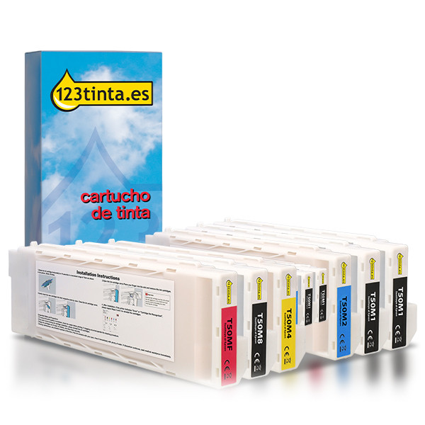 Pack Epson T50M: 4 colores + 2 cartuchos negros (marca 123tinta) 024262 - 1