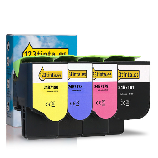 Pack Lexmark: 24B7181, 78, 79 y 80 en negro + 3 colores (marca propia 123tinta) 119906 - 1
