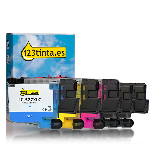 Pack Marca 123tinta reemplaza a Brother LC-527 2x negro + 3 colores 051535 - 1