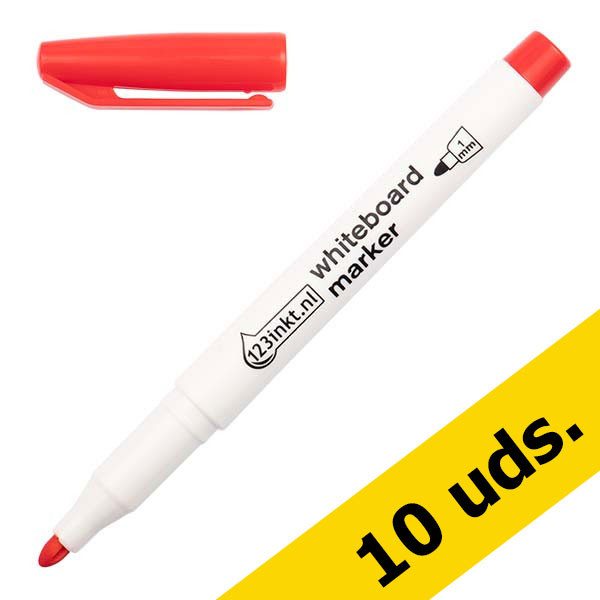 Pack ahoro 10x rotulador de pizarra blanca de 123tinta rojo (1 mm)  300895 - 1