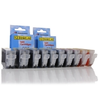 Pack ahorro: Canon 2x PGI-5BK + 2x serie CLI-8 BK/C/M/Y sin chip (negro + 3 colores) (marca 123tinta). 0620B001C 0621B001C 0622B001C 0623B001C 0628B001C 127108