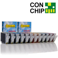 Pack ahorro: Canon 2x serie CLI-8 con chip (negro + 5 colores) (marca 123tinta) 0620B001C 0621B001C 0622B001C 0623B001C 0624B001C 120821