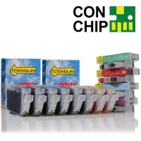 Pack ahorro: Canon 2x serie CLI-8 con chip (negro + 7 colores) (marca 123tinta) 0620B001C 0621B001C 0622B001C 0623B001C 0624B001C 120863