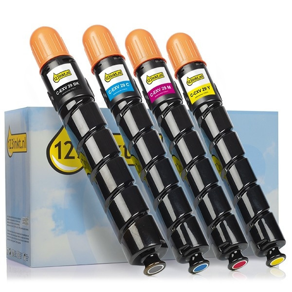 Pack ahorro: Canon C-EXV 28 BK, C, M, Y toner negro + 3 colores (marca 123tinta)  130092 - 1