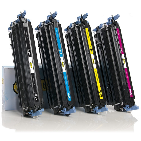 Pack ahorro: Canon serie 707BK, 707C, 707M, 707Y toner negro + 3 colores (marca 123tinta)  130082 - 1