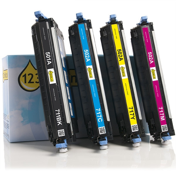 Pack ahorro: Canon serie 711BK, 717C, 717M, 717Y toner negro + 3 colores (marca 123tinta)  130085 - 1