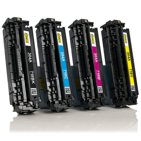 Pack ahorro: Canon serie 718BK, 718C, 718M, 718Y toner negro + 3 colores (marca 123tinta)  130086 - 1
