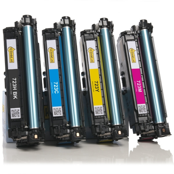 Pack ahorro: Canon serie 723H, 723C, 723M, 723Y toner negro + 3 colores (marca 123tinta)  130087 - 1