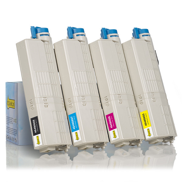 Pack ahorro: OKI 46490608, 07, 06, 05 toner negro + 3 colores (marca 123tinta)  130600 - 1