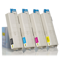 Pack ahorro: OKI 46490608, 07, 06, 05 toner negro + 3 colores (marca 123tinta)  130600