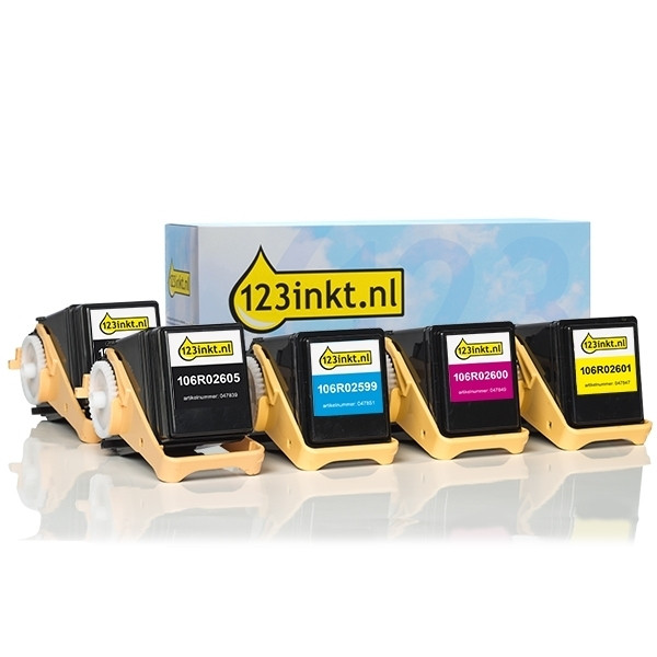 Pack ahorro: Xerox 106R02605, 599, 600, 601 toner negro + 3 colores (marca 123tinta)  130194 - 1