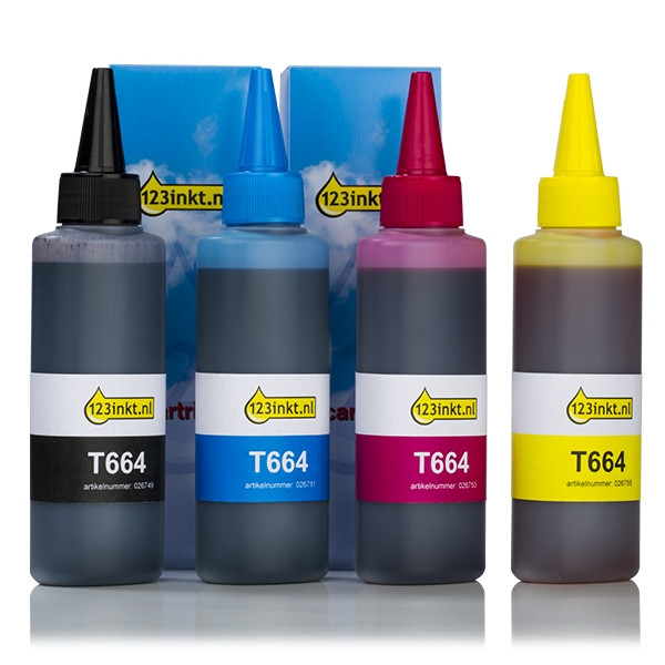 Pack ahorro: serie 664 (negro + 3 colores) marca 123tinta C13T664140C C13T664240C C13T664340C C13T664440C 127007 - 1