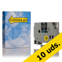 Pack ahorro 10x: Marca 123tinta reemplaza a Brother TZe-335 cinta blanca sobre negra 12 mm TZe335C 650791