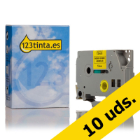 Pack ahorro 10x: marca 123tinta reemplaza a Brother TZe-631 cinta negra sobre amarilla 12 mm TZe-631C 650792