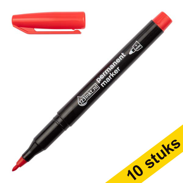 Pack ahorro 10x rotulador permanente 123tinta rojo (1 mm) 300891 - 1