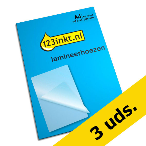 Pack ahorro 3x Fundas plastificadoras de documentos 123tinta A4 brillante 2x125 micras (100 unidades) 300821 - 1