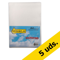 Pack ahorro 5x carpeta transparente 123tinta A4 85 micras (100 unidades) 301212