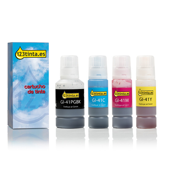 Pack ahorro Canon GI-41 negro + 3 colores (marca 123tinta)  160730 - 1