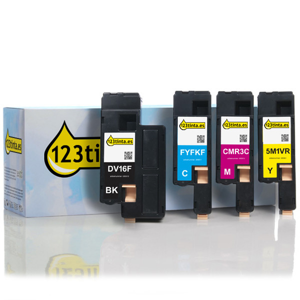 Pack ahorro Dell 1250/1350/1355/C1760/C1765: 593-11140, 41, 42, 43 toner negro + 3 colores (marca 123tinta)  130163 - 1