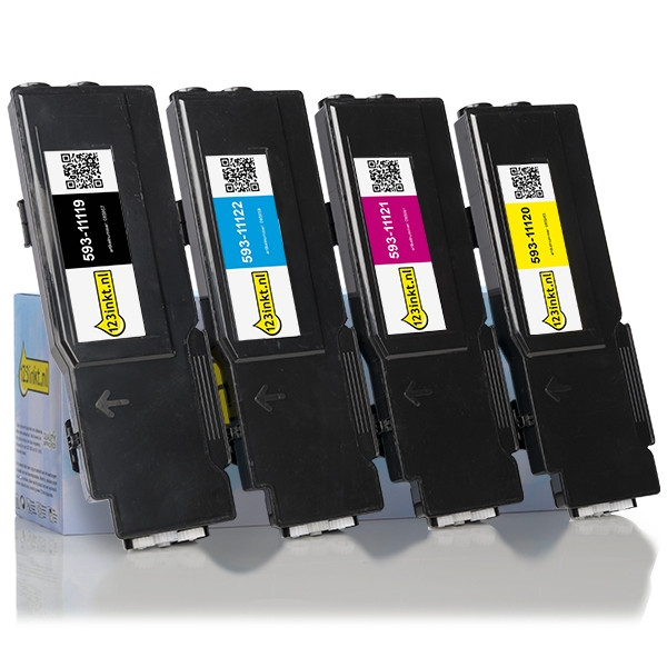 Pack ahorro Dell 3760dn / 3765dnf: 593-11119, 11120, 11121, 11122 toner negro + 3 colores (marca 123tinta)  130177 - 1