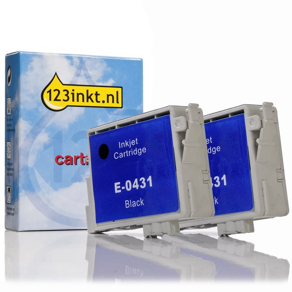 Pack ahorro Epson: Pack doble T0431 cartucho de tinta negro XL (marca 123tinta) C13T04314010 022373 - 1