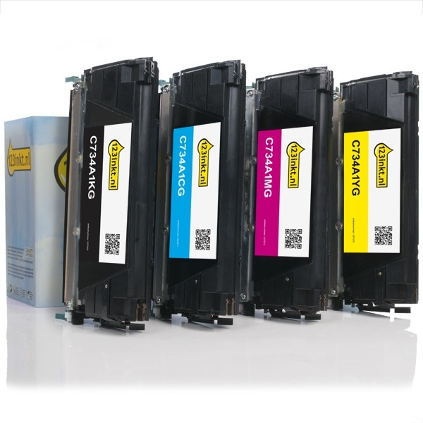 Pack ahorro Lexmark: C734A1KG, CG, MG, YG negro + 3 colores (marca 123tinta)  130278 - 1