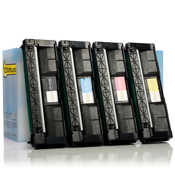 Pack ahorro Ricoh type SP C250E: toner negro + 3 colores (marca 123tinta)  125340 - 1