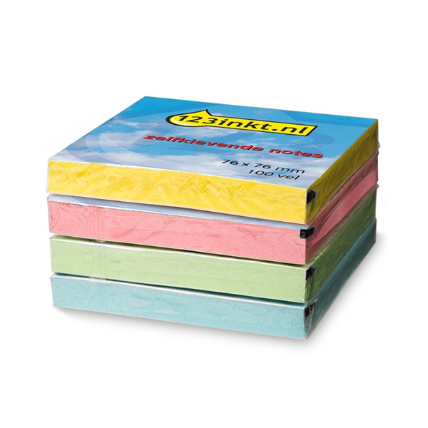 Pack notas autoadhesivas 76 x 76 mm (amarillo/verde/azul/rosa) (marca 123tinta)  300082 - 1