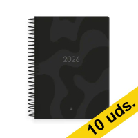 Pack x10: Agenda 2026 A5 espiral día vista - negro 426811