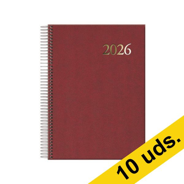 Pack x10: Agenda 2026 A5 espiral día vista burdeos 426809 Pack x10: Agenda 2026 A5 espiral día vista burdeos 426809 - 1
