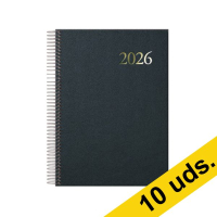Pack x10: Agenda 2026 A5 espiral día vista negro 426815