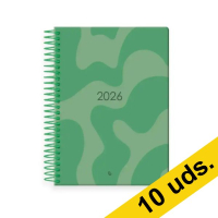 Pack x10: Agenda 2026 A5 espiral día vista verde 426821