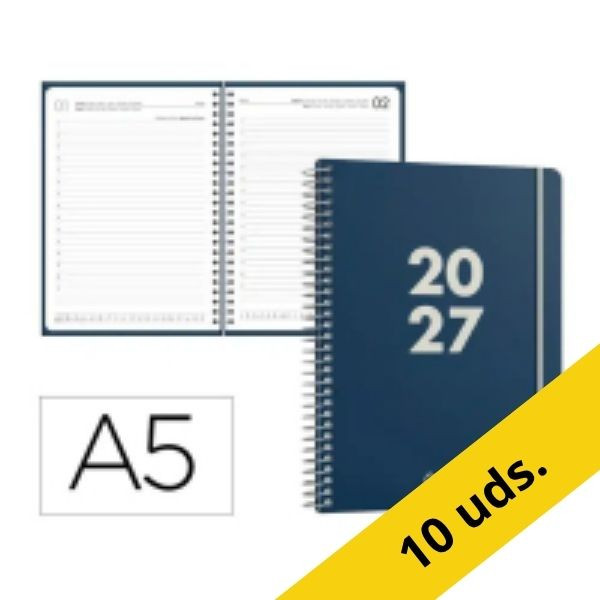 Pack x10: Agenda 2027 A5 espiral día vista azul 427657 - 1