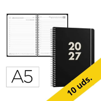 Pack x10: Agenda 2027 A5 espiral día vista negra