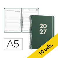 Pack x10: Agenda 2027 A5 espiral día vista verde