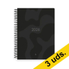 Pack x3: Agenda 2026 A5 espiral día vista - negro