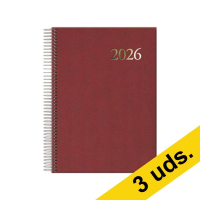 Pack x3: Agenda 2026 A5 espiral día vista burdeos 426808