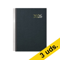 Pack x3: Agenda 2026 A5 espiral día vista negro 426812