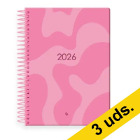 Pack x3: Agenda 2026 A5 espiral día vista rosa 426816