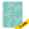 Pack x3: Agenda 2026 A5 espiral día vista turquesa
