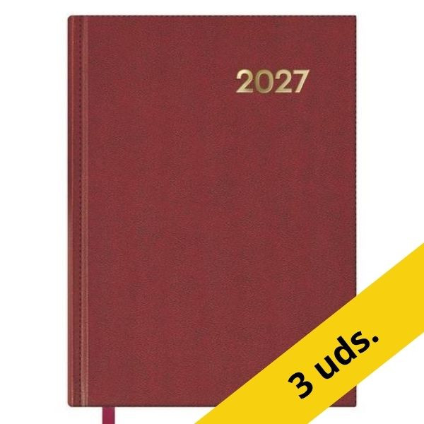 Pack x3: Agenda 2027 A5 día vista burdeos 427642 - 1
