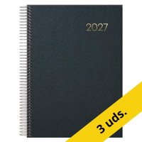 Pack x3: Agenda 2027 A5 espiral día vista negra 427644