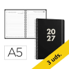 Pack x3: Agenda 2027 A5 espiral día vista negra 427654 - 1