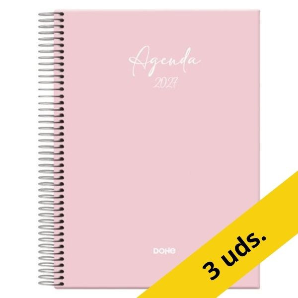 Pack x3: Agenda 2027 A5 espiral día vista rosa 427650 - 1