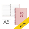 Pack x3: Agenda 2027 A5 espiral día vista rosa 427664 - 1